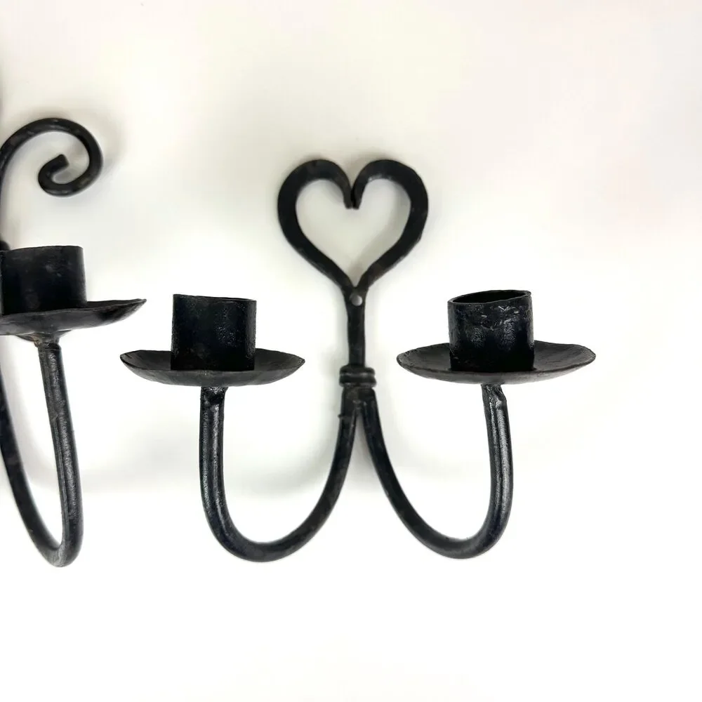 Vintage Wrought Iron Candle Sconces / Whimsigoth Candle Holders / Moody Decor